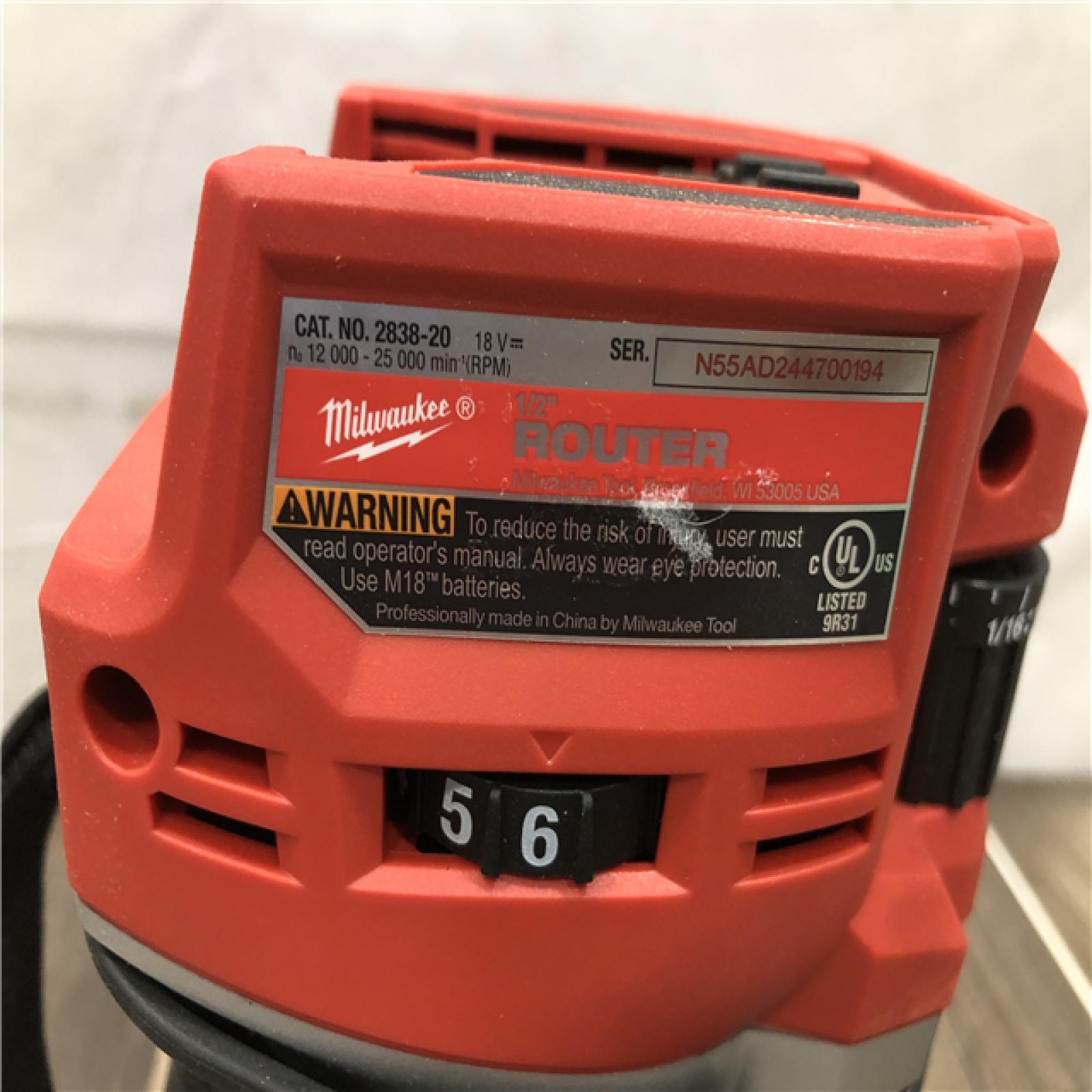 AS-IS Milwaukee FUEL 18V Lithium-Ion Cordless Brushless 1/2 in. Router (Tool-Only)