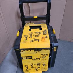 California AS-IS DeWalt 6-Tool Combo Kit  Includes (2) Batteries  (No Charger) and Toughsystem Modular Tool Box