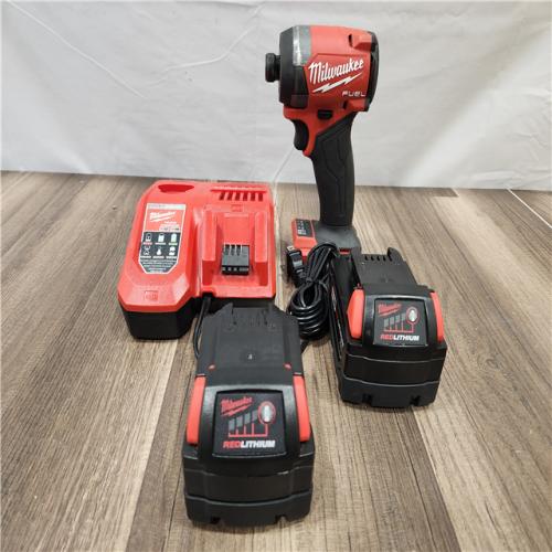 AS-IS- Milwaukee M18 FUEL 18-Volt Lithium Ion Brushless Cordless 1/4 in. Hex Impact Driver with (2) M18