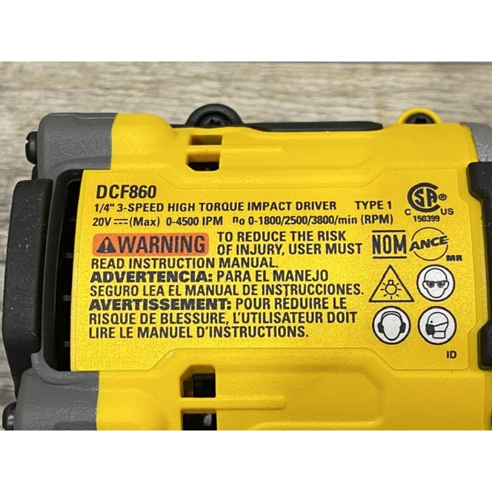AS-IS DEWALT 20V MAX XR Lithium-Ion Brushless Cordless 3-Speed High Torque 1/4 in. Impact Driver Kit