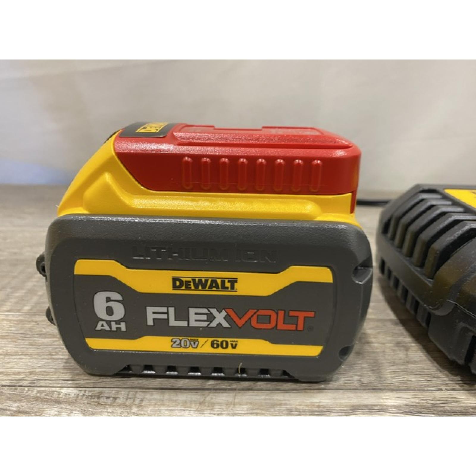 AS-IS DEWALT FLEXVOLT 20V/60V MAX Lithium-Ion 6.0Ah Battery Pack with 6 Amp Output Charger