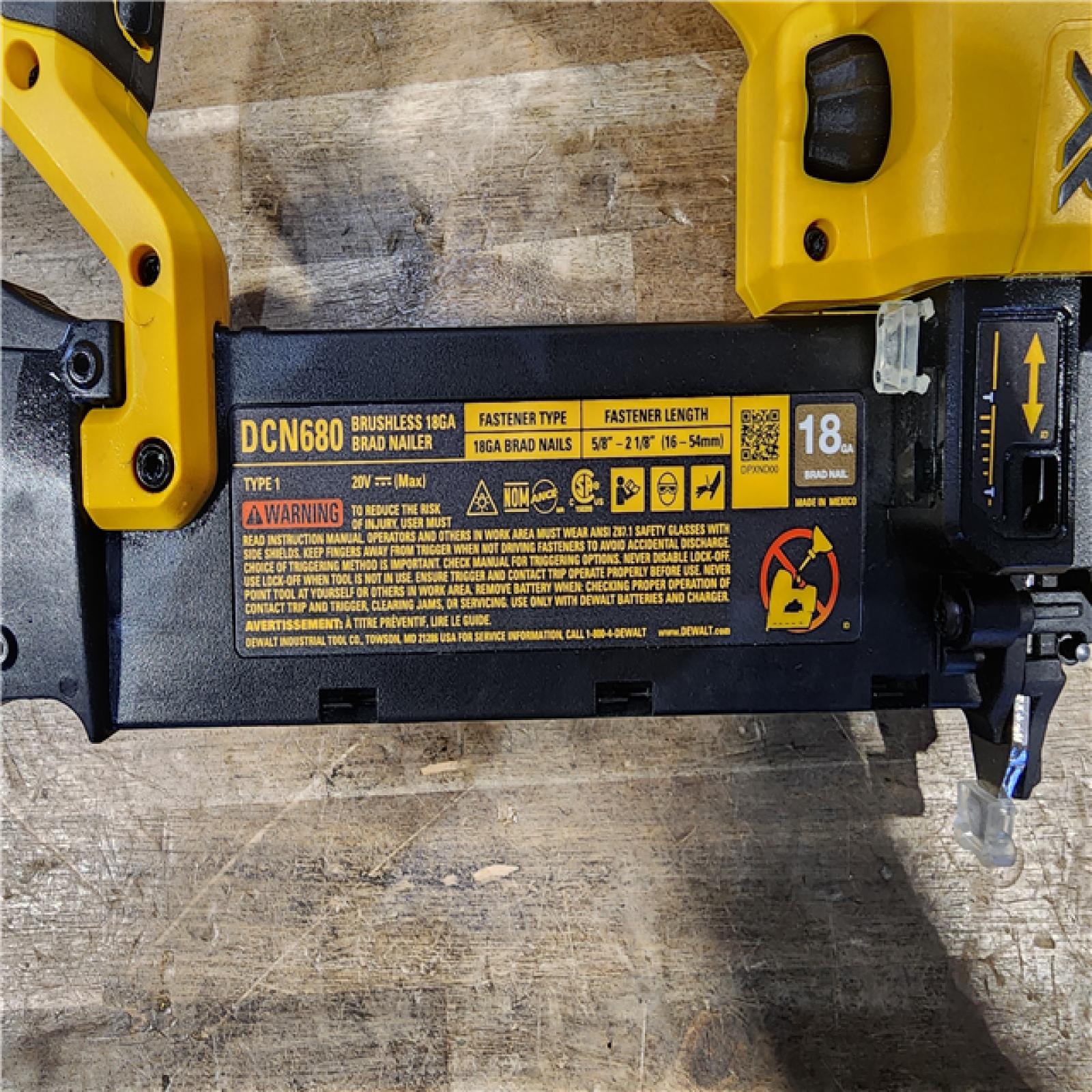 HOUSTON LOCATION - AS-IS DEWALT 20V MAX XR 18 Gauge Brad Nailer DCN680B (TOOL ONLY)