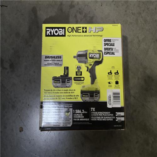 NEW!- RYOBI ONE+ HP 18V Cordless 4-Mode 1/2 in. High Torque Impact Wrench Kit