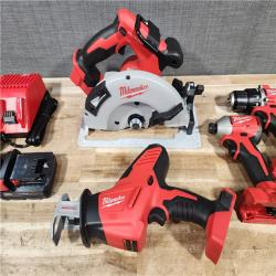 HOUSTON LOCATION - AS-IS Milwaukee M18 18-Volt Lithium-Ion Brushless Cordless 4-Tool Combo Kit