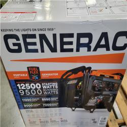 CALIFORNIA AS-IS GENERAC 12 500/9 500-WATT ELECTRIC START TRI-FUEL PORTABLE GENERATOR