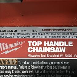AS-IS Milwaukee FUEL 14 in. 18V Lithium-Ion Brushless Cordless Battery Top Handle Chainsaw (Tool Only)