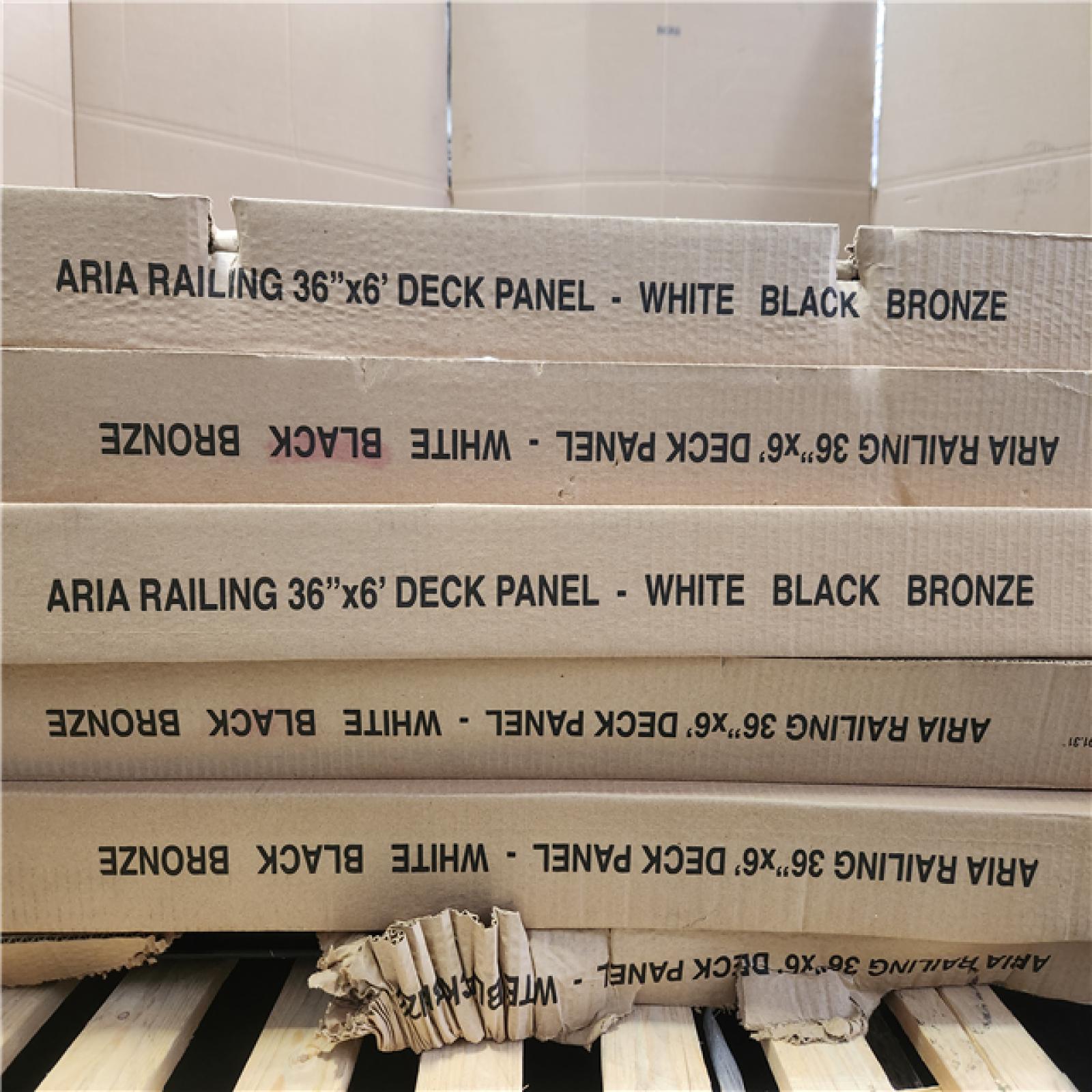 Phoenix NEW Aria Railing 36 in. x 69.43 in. Black Powder Coated Aluminum Preassembled Deck Railing Pallet (6-Boxes)