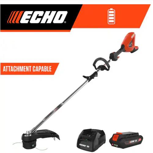 LIKE NEW!- ECHO 56V Brushless Cordless Battery Attachment Capable 16 in. String Trimmer w/ Speed-Feed Head and 2.5Ah Battery and Charger