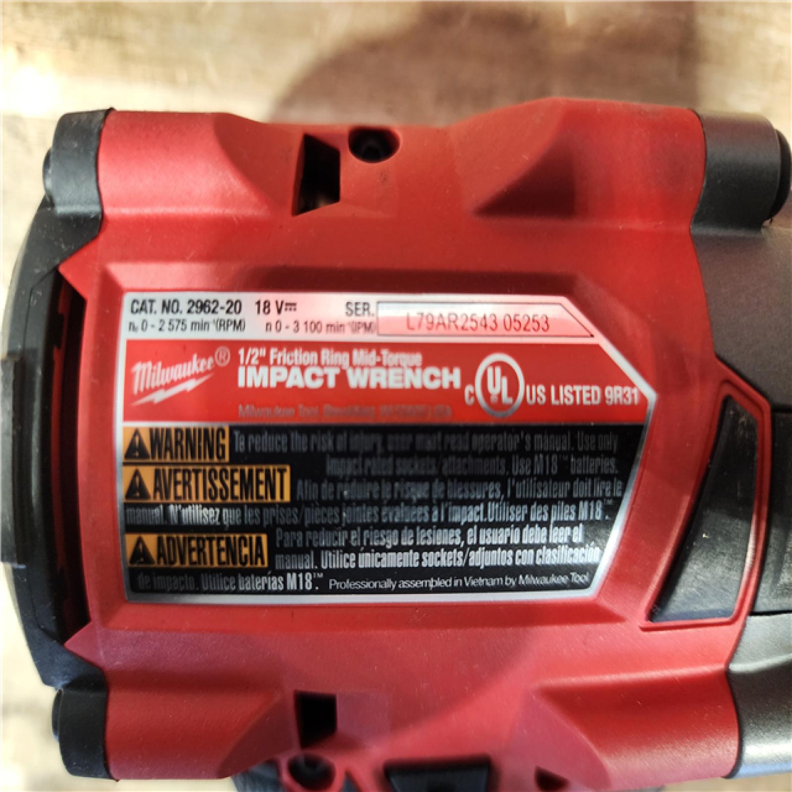 HOUSTON LOCATION - AS-IS Milwaukee FUEL Gen-2 18V Lithium-Ion Brushless Cordless Mid Torque 1/2 in. Impact Wrench w/Friction Ring (Tool-Only)