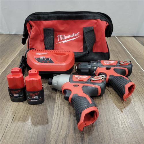 AS-IS Milwaukee M12 12V Lithium-Ion Cordless Drill Driver/Impact Driver Combo Kit with Two 1.5Ah Batteries, Charger and Bag (2-Tool)