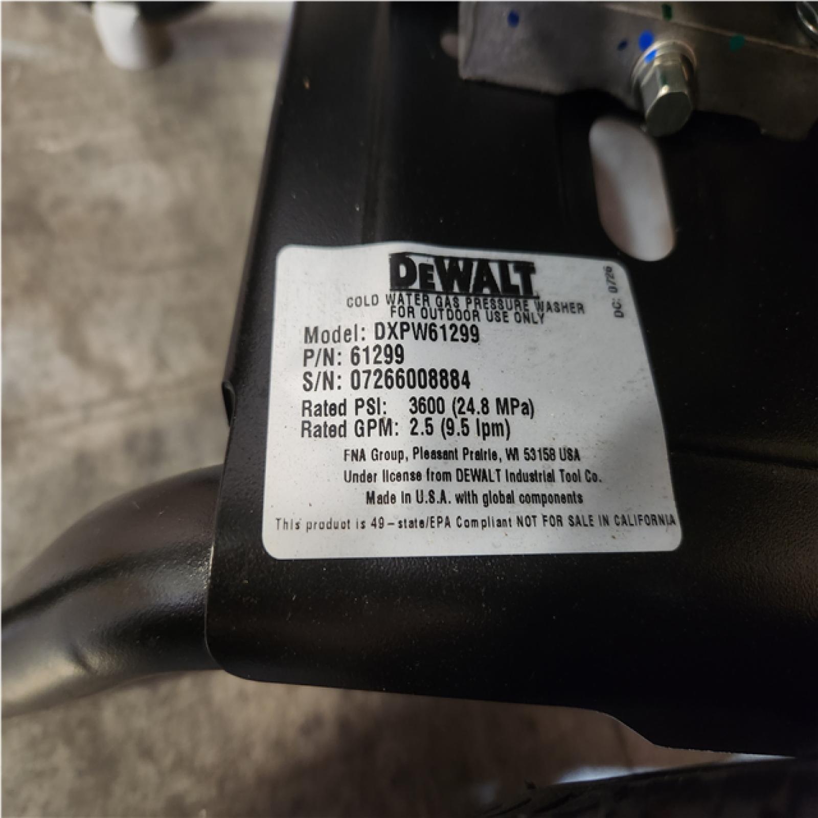 Phoenix AS-IS DEWALT 3600 PSI 2.5 GPM Cold Water Gas Professional Pressure Washer with HONDA GX200 Engine