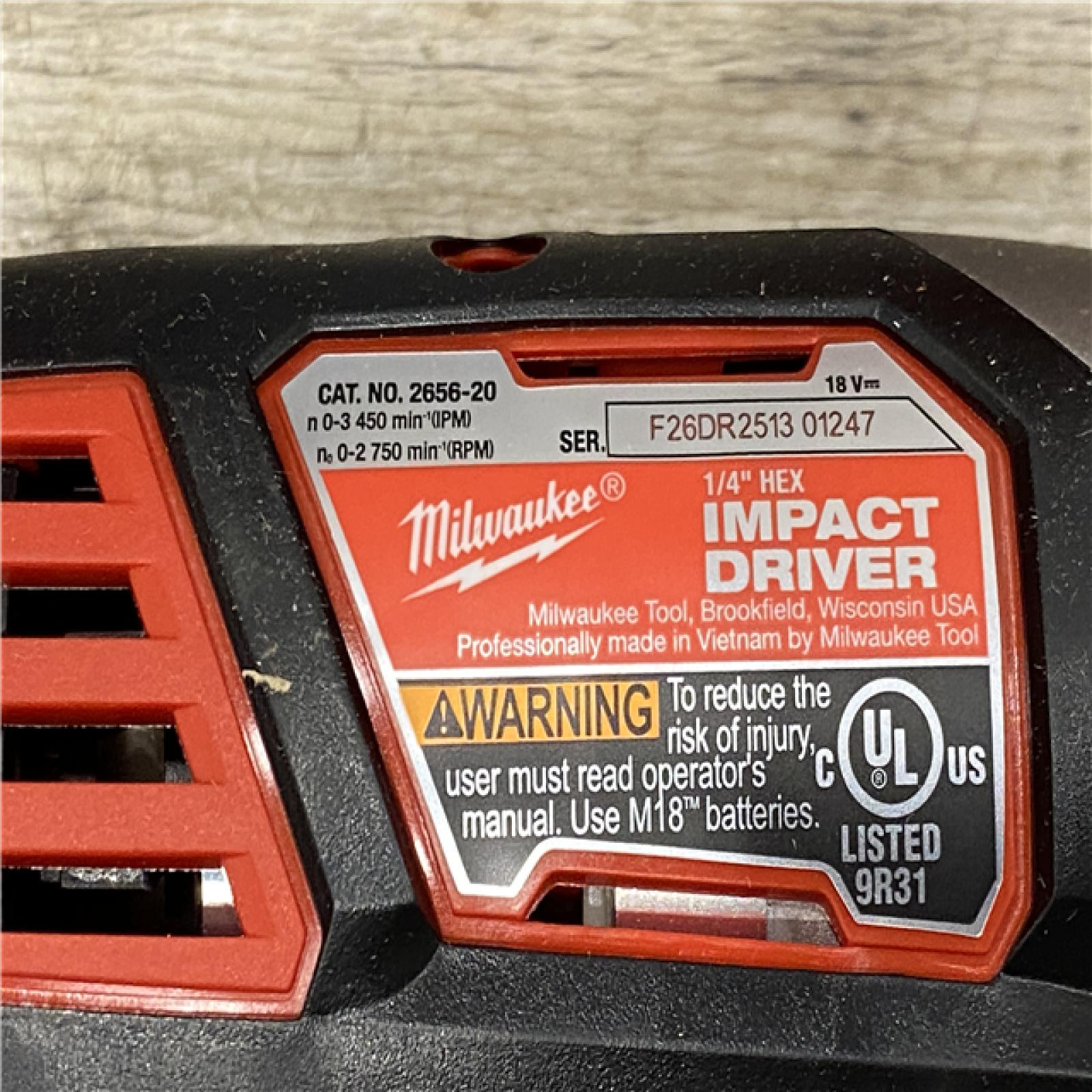 AS-IS Milwaukee 18V Lithium-Ion Cordless Combo Kit (5-Tool) with (1) 3.0Ah and (1) 1.5Ah Battery  (1) Charger  (1) Tool Bag