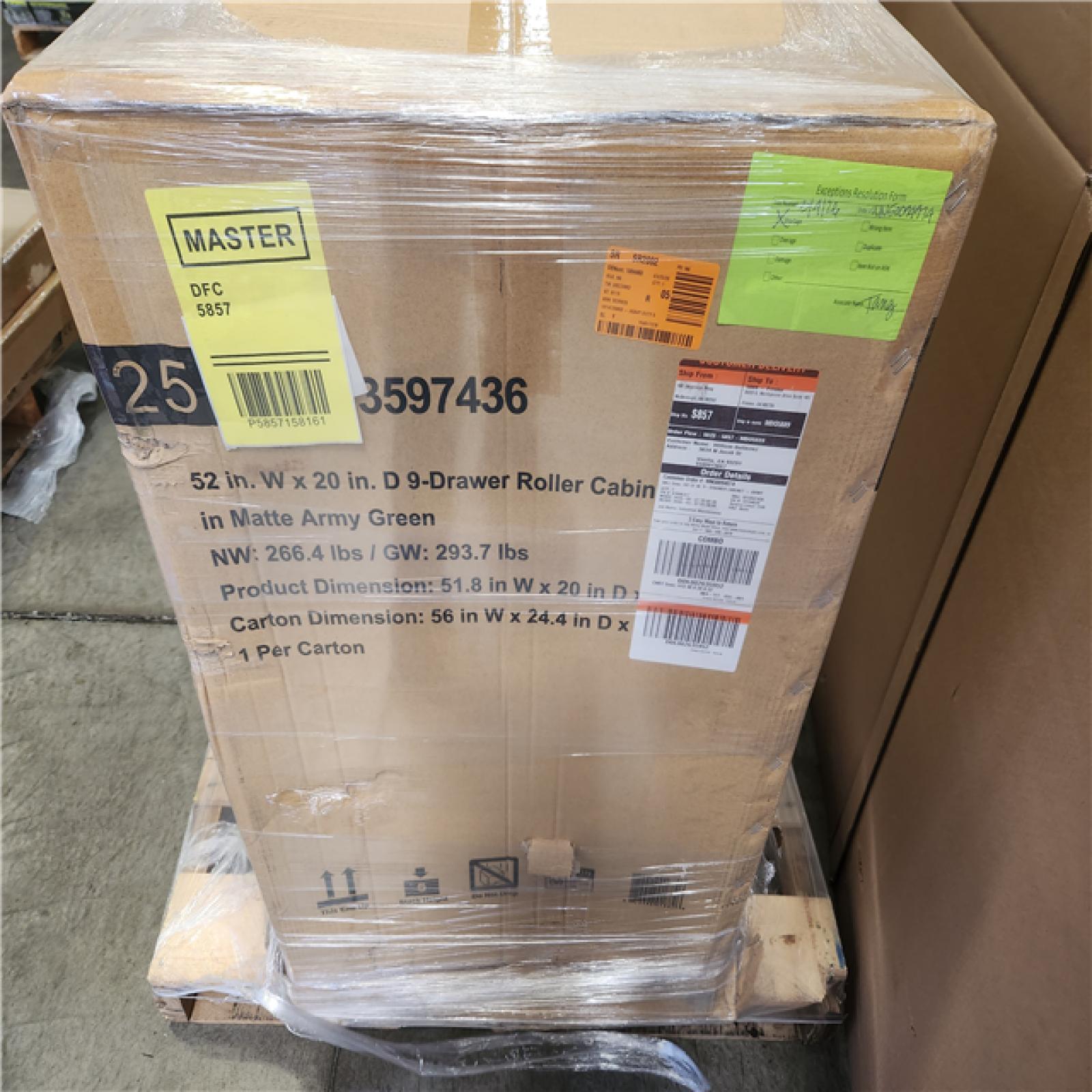 Phoienix NEW Husky Heavy Duty 52 in. W 9-Drawer Matte Army Green Roller Cabinet (SEALED)