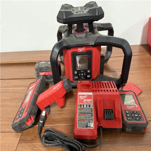 California AS-IS Milwaukee M18 Red Exterior Dual Slope Rotary Laser Level Kit with Receiver & Remote