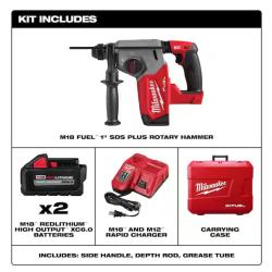 NEW! - Milwaukee M18 FUEL 18V Lithium-Ion Brushless 1 in. Cordless SDS-Plus Rotary Hammer Kit with Two 6.0 Ah Batteries  Hard Case