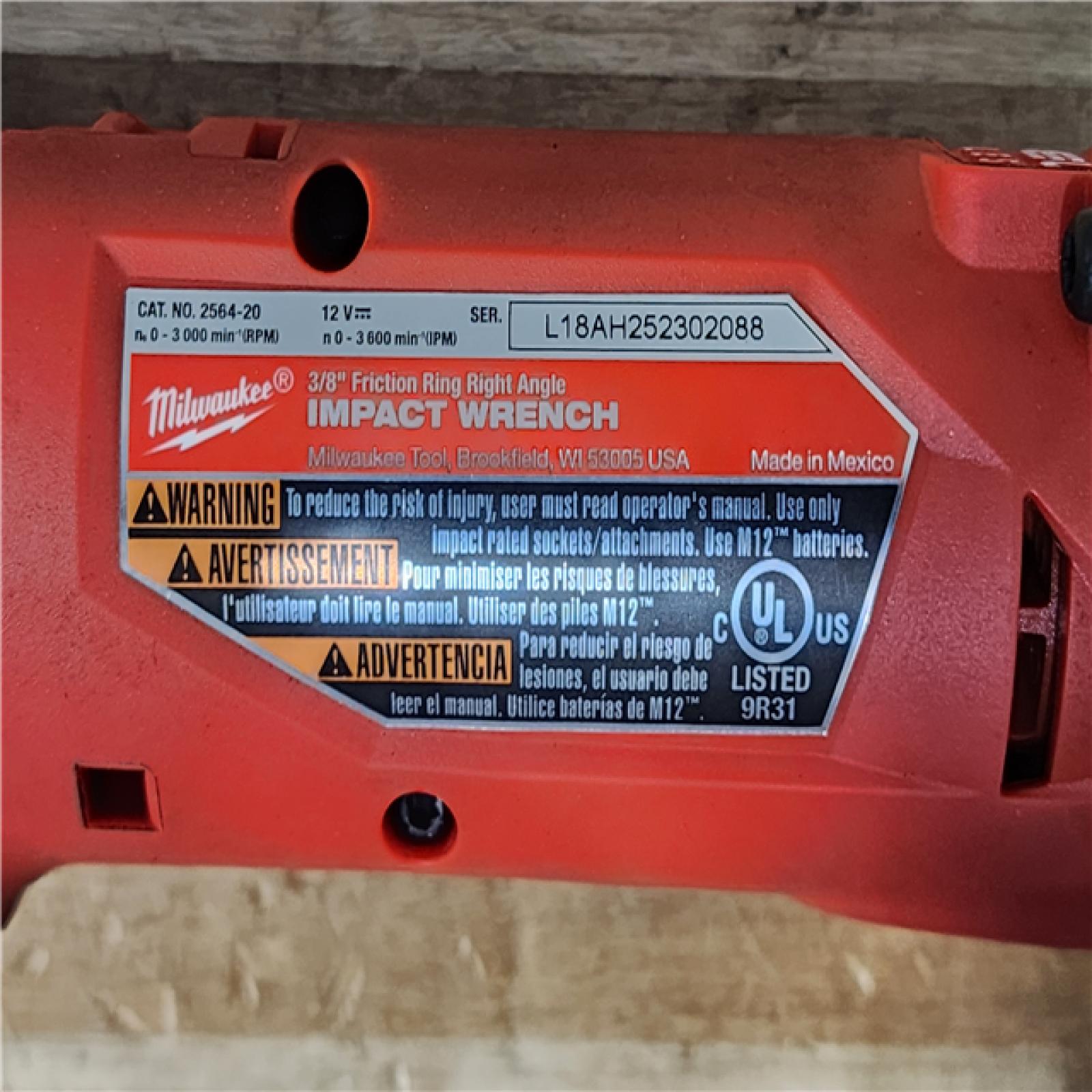 HOUSTON LOCATION - AS-IS Milwaukee  FUEL 12V Lithium-Ion Brushless Cordless 3/8 in. Right Angle Impact Wrench (Tool-Only)