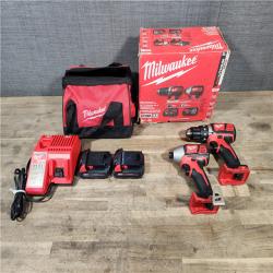 HOUSTON LOCATION - AS-IS Milwaukee 18V Cordless Brushed 2-Tool Drill/Driver and Impact Driver Kit