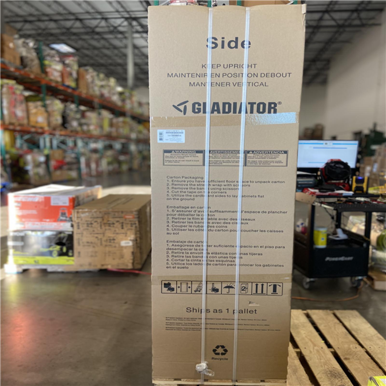 DALLAS LOCATION - Gladiator Flex 54 in. W x 75 in. H x 19 in. D Pre-Assembled 24 Gauge Welded Steel 3-Piece Garage Storage System in Silver Tread