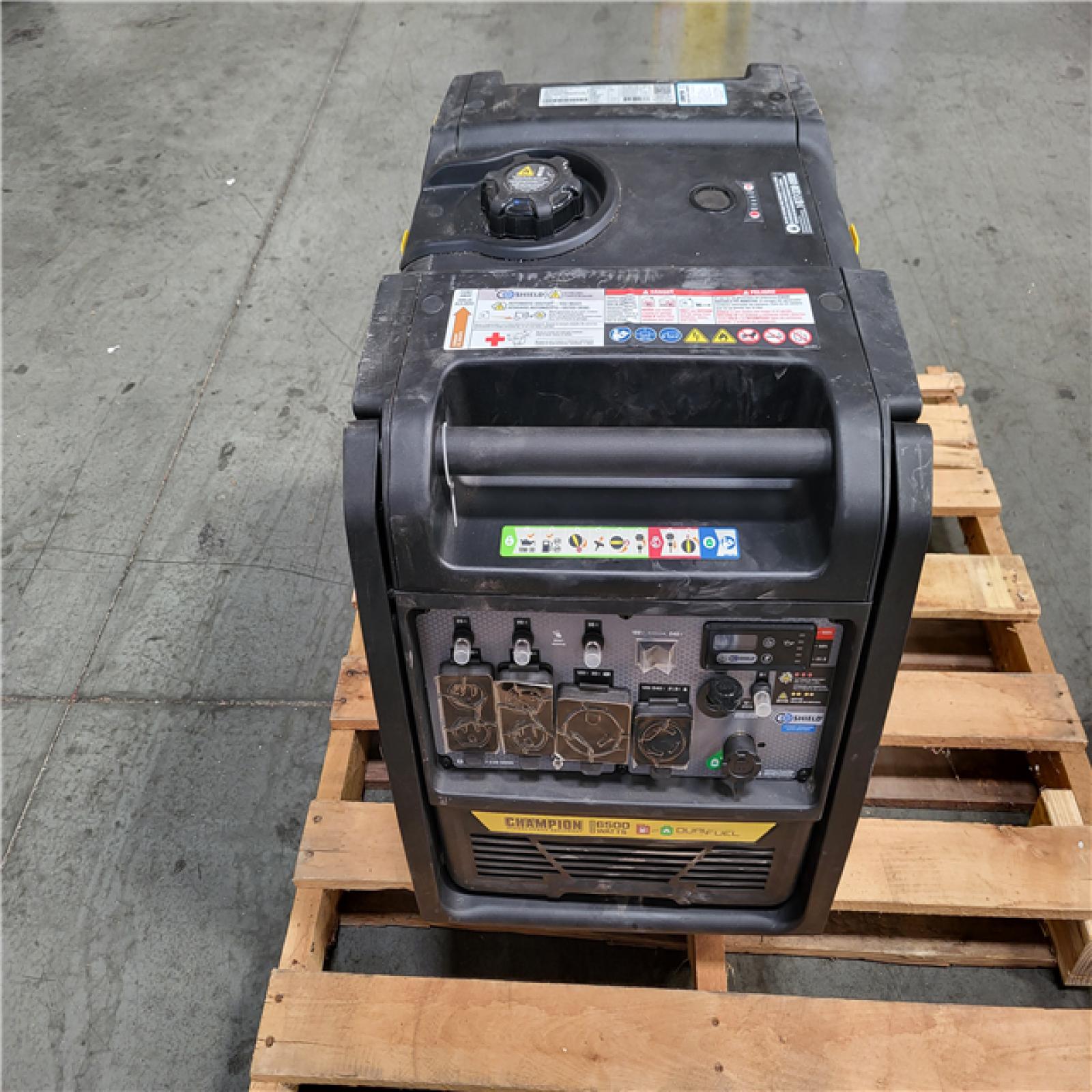 CALIFORNIA AS-IS CHAMPION 6500-Watt Recoil Start Gasoline and Propane Powered Dual Fuel Inverter Portable Generator