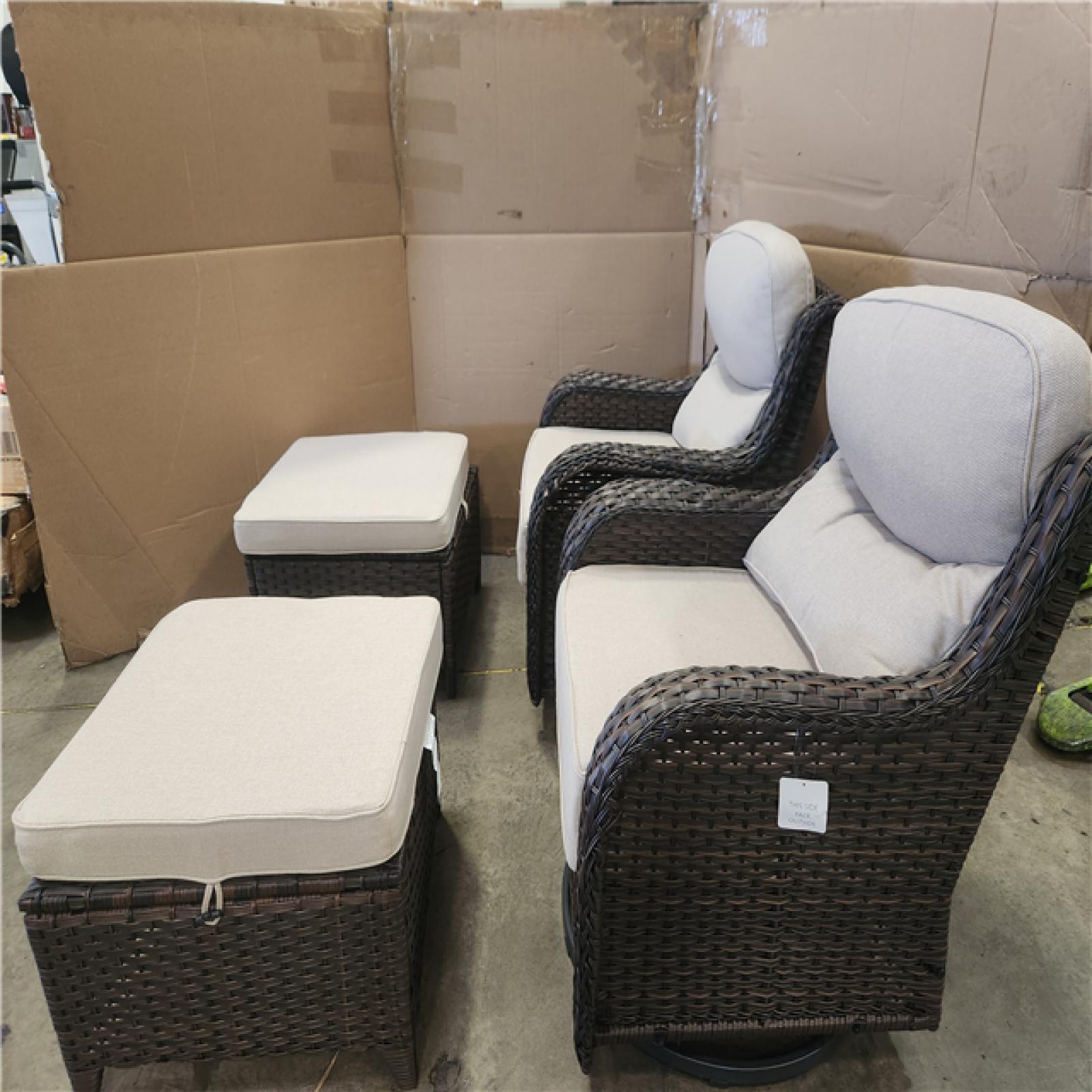 Phoenix moosprr MoonLuxe Brown Wicker Swivel Chair combo (2-Pack)