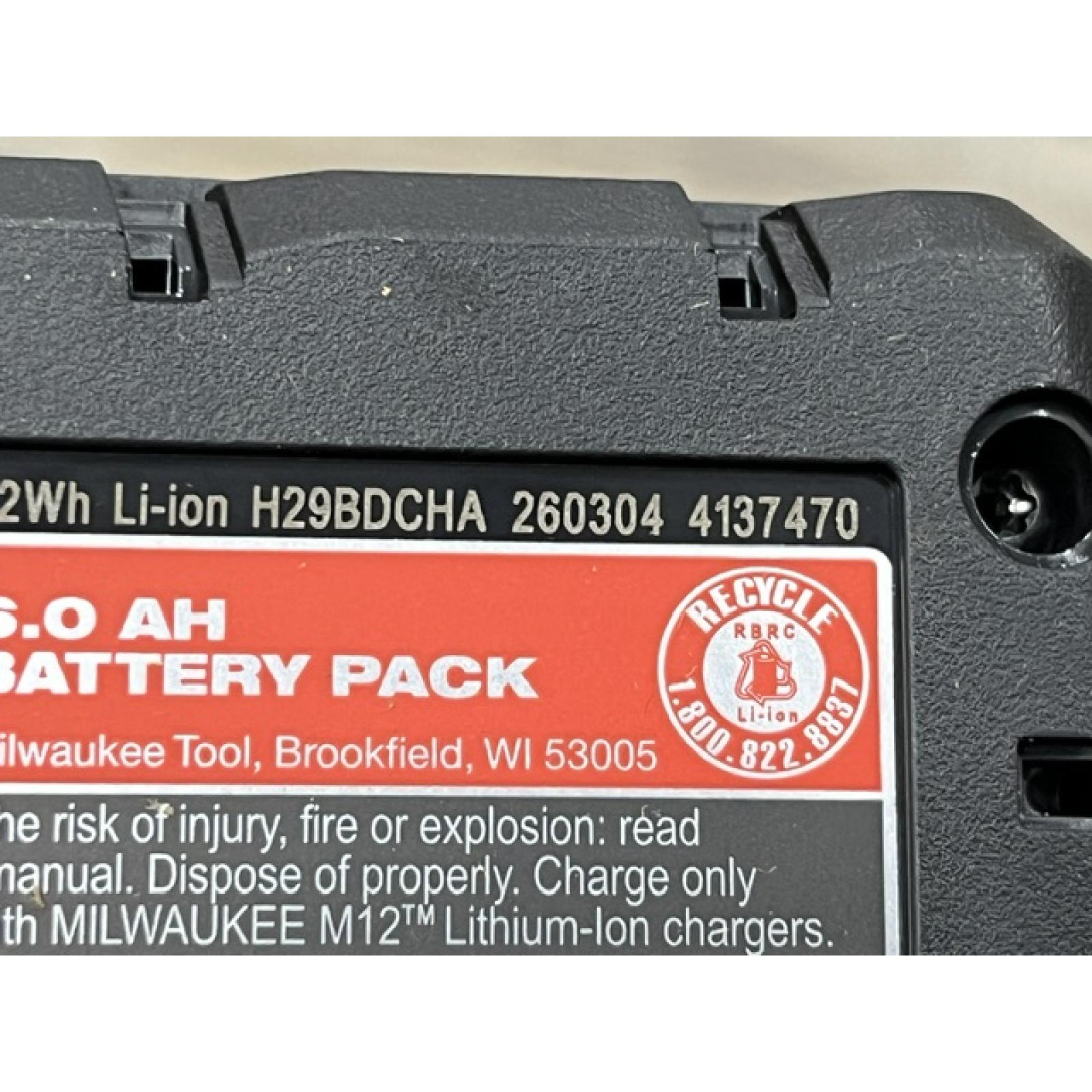 AS-IS Milwaukee 12V Lithium-Ion XC Extended Capacity Battery Pack 6.0Ah (2-Pack)