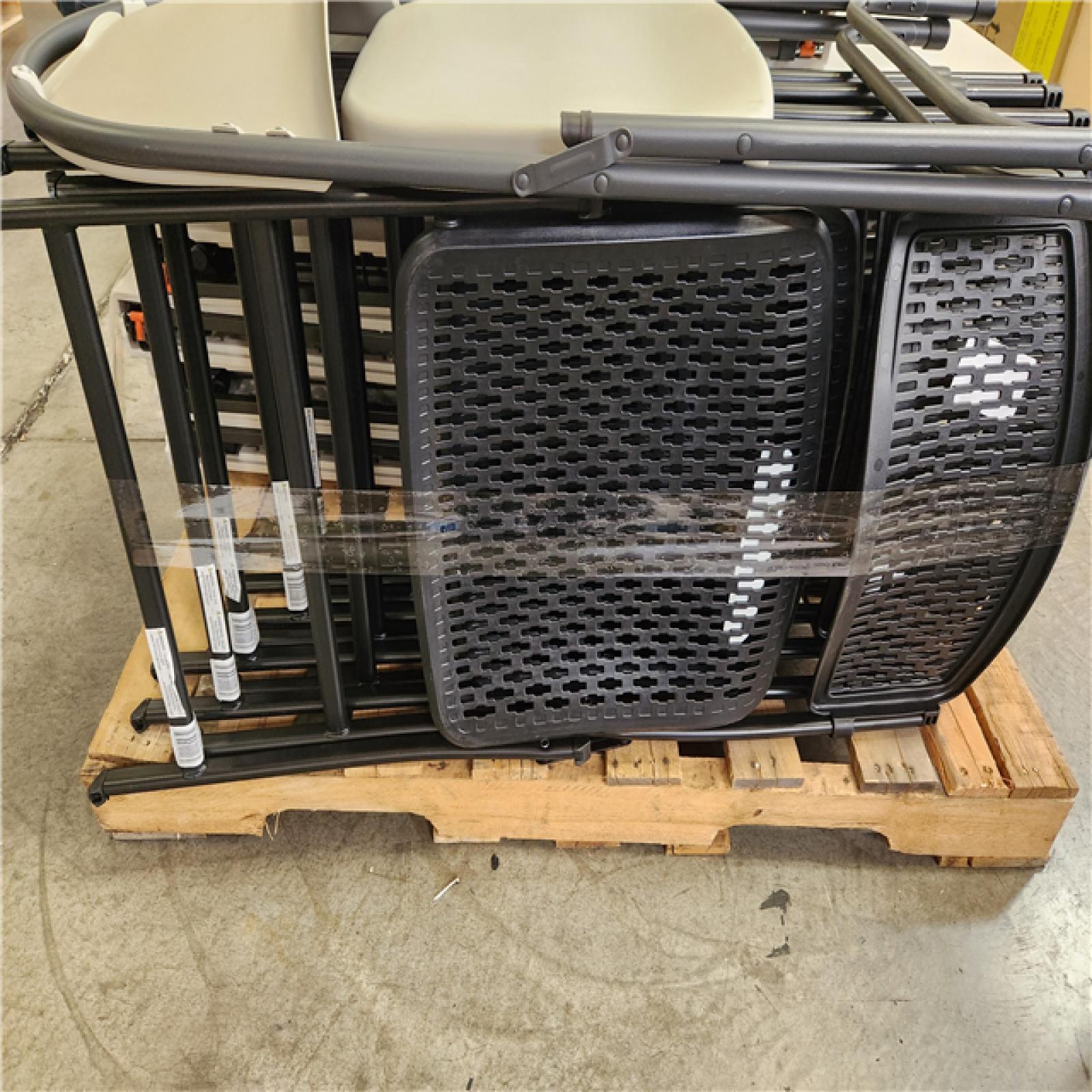 Phoenix HDX 4 ft. Rectangle Almond Resin Top Single Hand Height Adjustable Folding Utility Table Seats 4 Pallet (13-Tables) (7-Chairs)