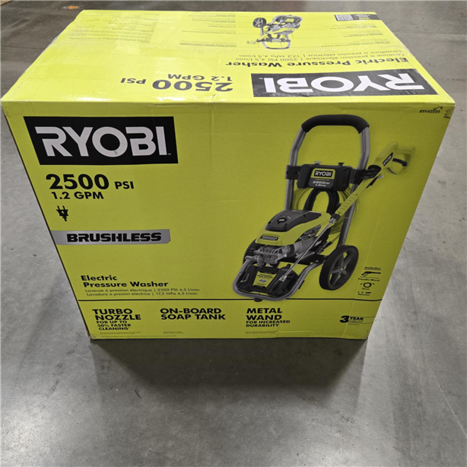 NEW! - RYOBI 2500 PSI 1.2 GPM High Performance Cold Water Electric Pressure Washer