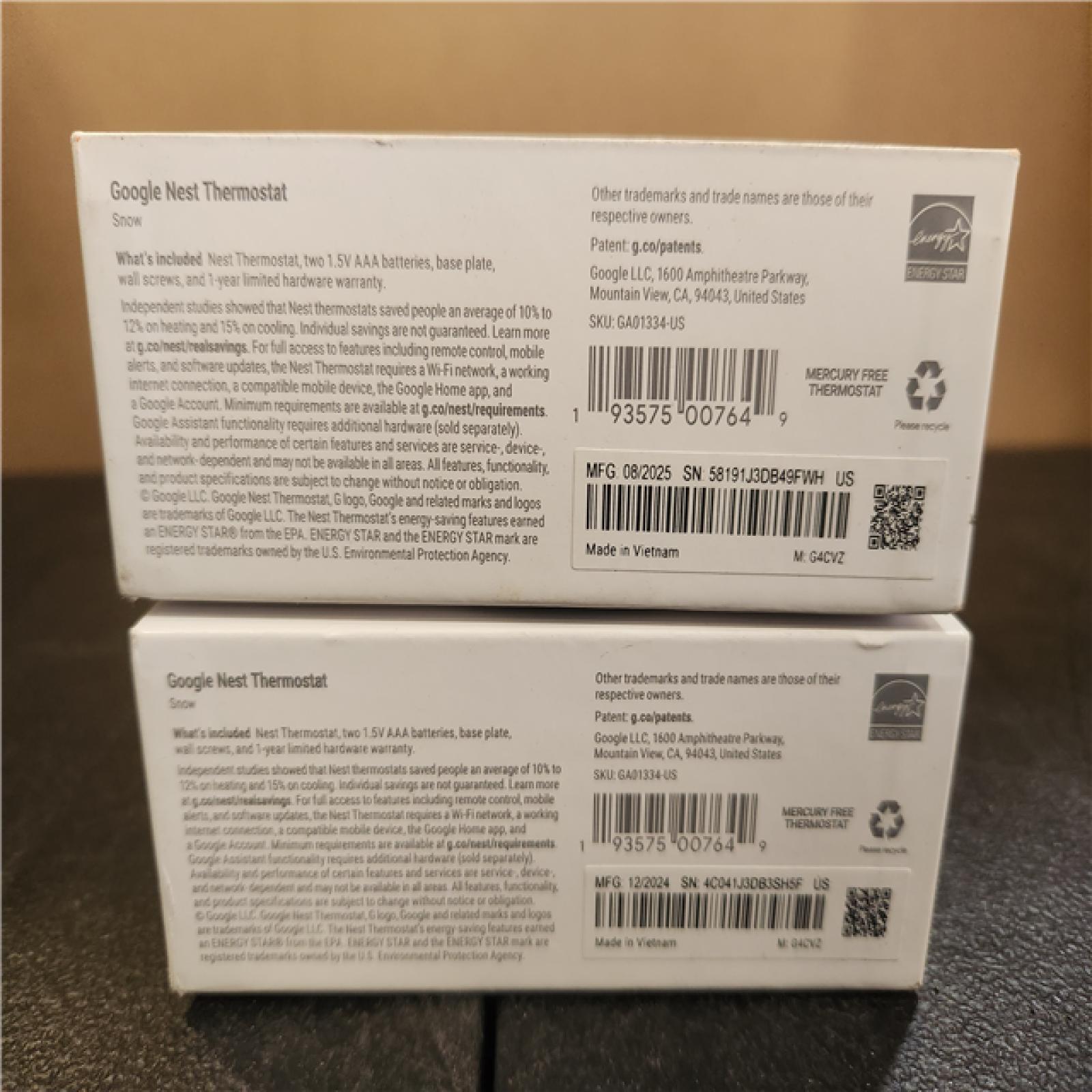 Phoenix AS-IS Google Nest Thermostat - Smart Programmable Wi-Fi Thermostat - (2-Pack)