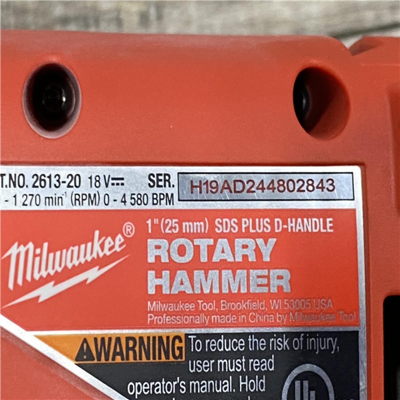 AS-IS Milwaukee 18V Lithium-Ion Brushless Cordless 1 in. SDS-Plus D-Handle Rotary Hammer (Tool-Only)