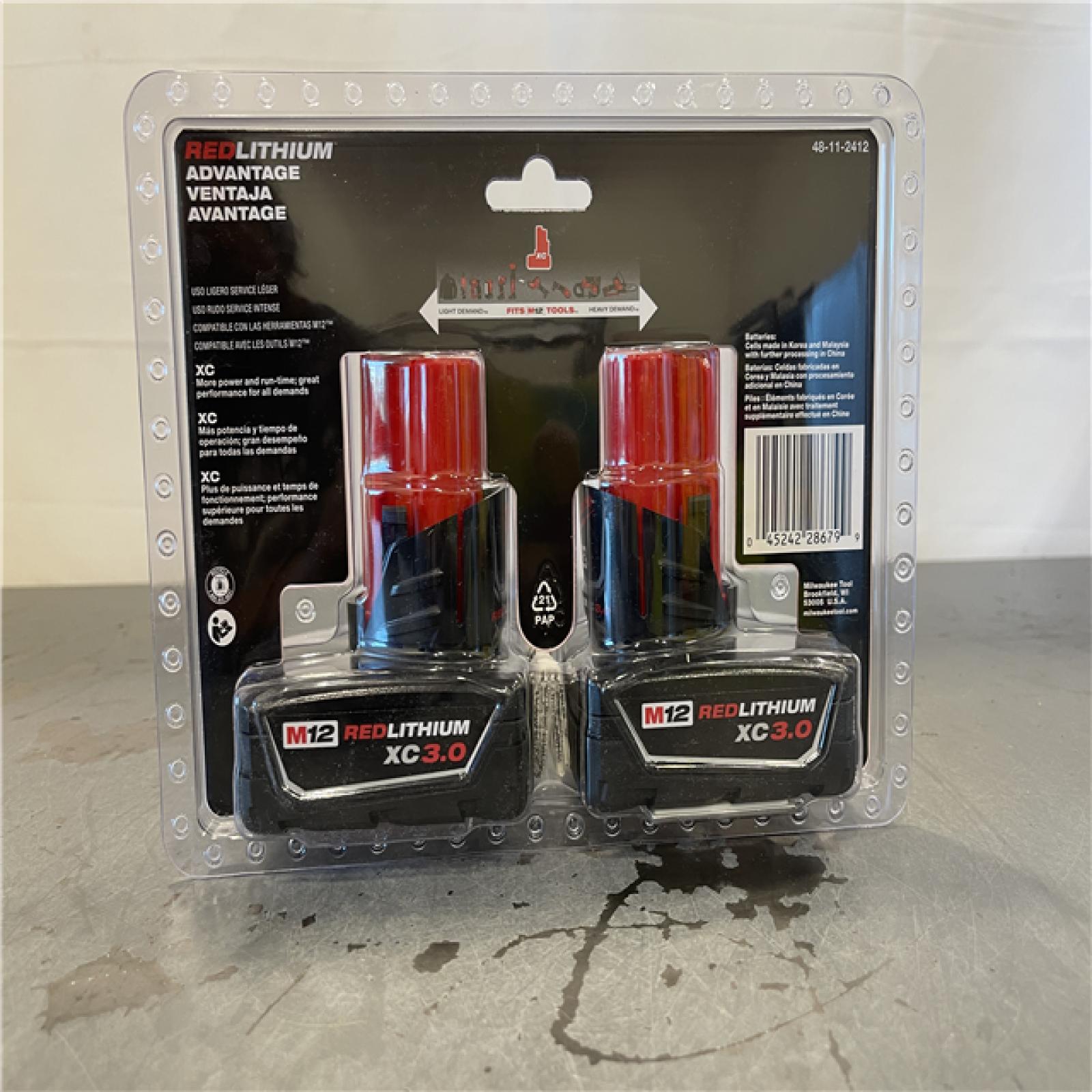 New! - Milwaukee M12 12-Volt Lithium-Ion XC Extended Capacity 3.0Ah Battery Pack (2-Pack)