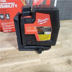 HOUSTON LOCATION - AS-IS MILWAUKEE 100 Ft. REDLITHIUM Lithium-Ion USB Green Rechargeable Cross Line Laser Level with Charger