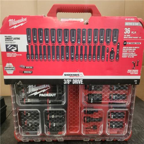 Phoenix NEW Milwaukee SHOCKWAVE Impact-Duty 3/8 in. Drive Metric and SAE Deep Well Impact PACKOUT Socket Set (36-Piece) (SEALED)