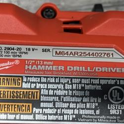 AS-IS Milwaukee FUEL 18V Lithium-Ion Brushless Cordless 1/2 in. Hammer Drill Driver Kit