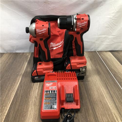 AS-IS Milwaukee 18-Volt Lithium-Ion Brushless Cordless Compact Hammer Drill/Impact Combo Kit