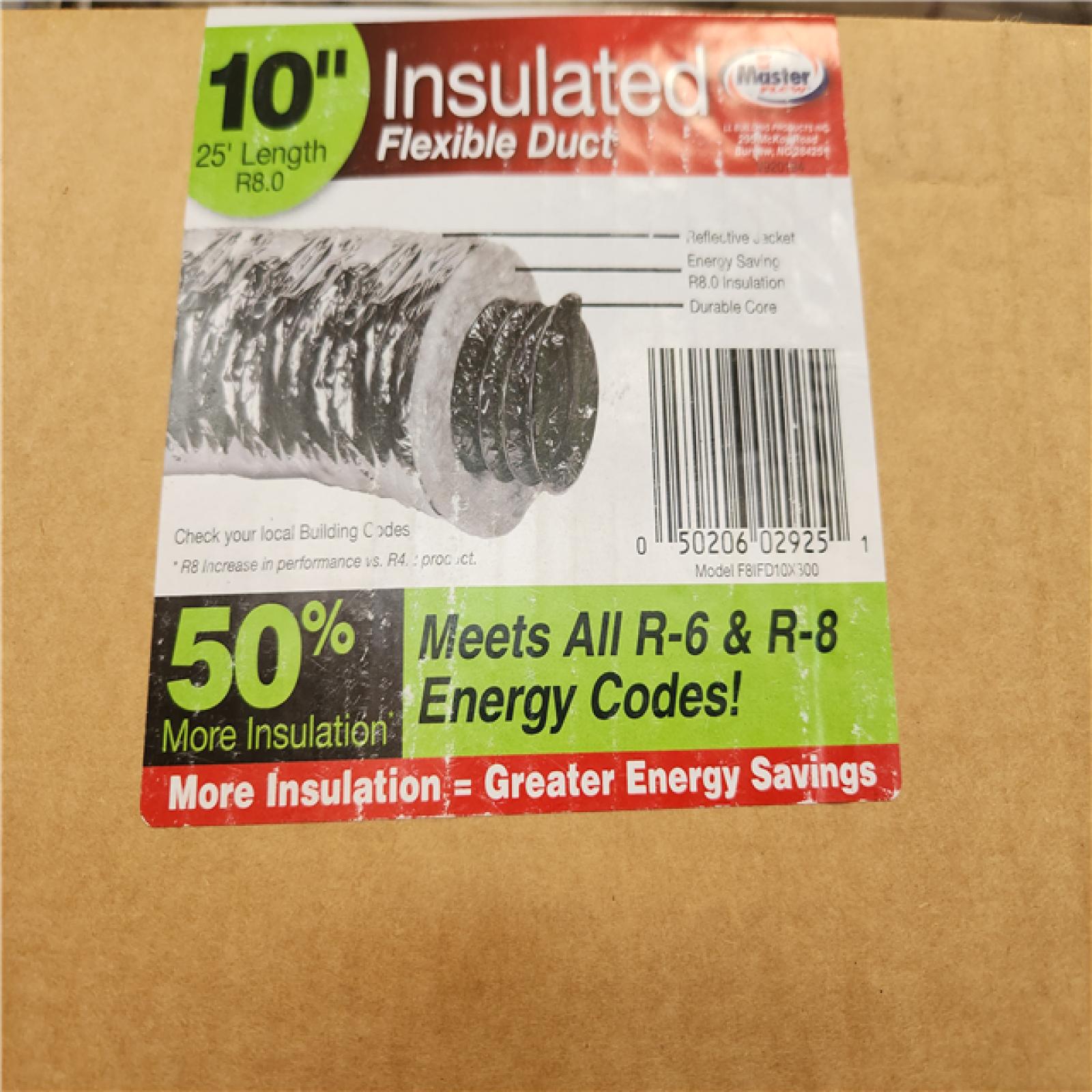 Phoenix NEW Master Flow 10 in. x 25 ft. Insulated Flexible Duct R8 Silver Jacket Pallet (9-Boxes)