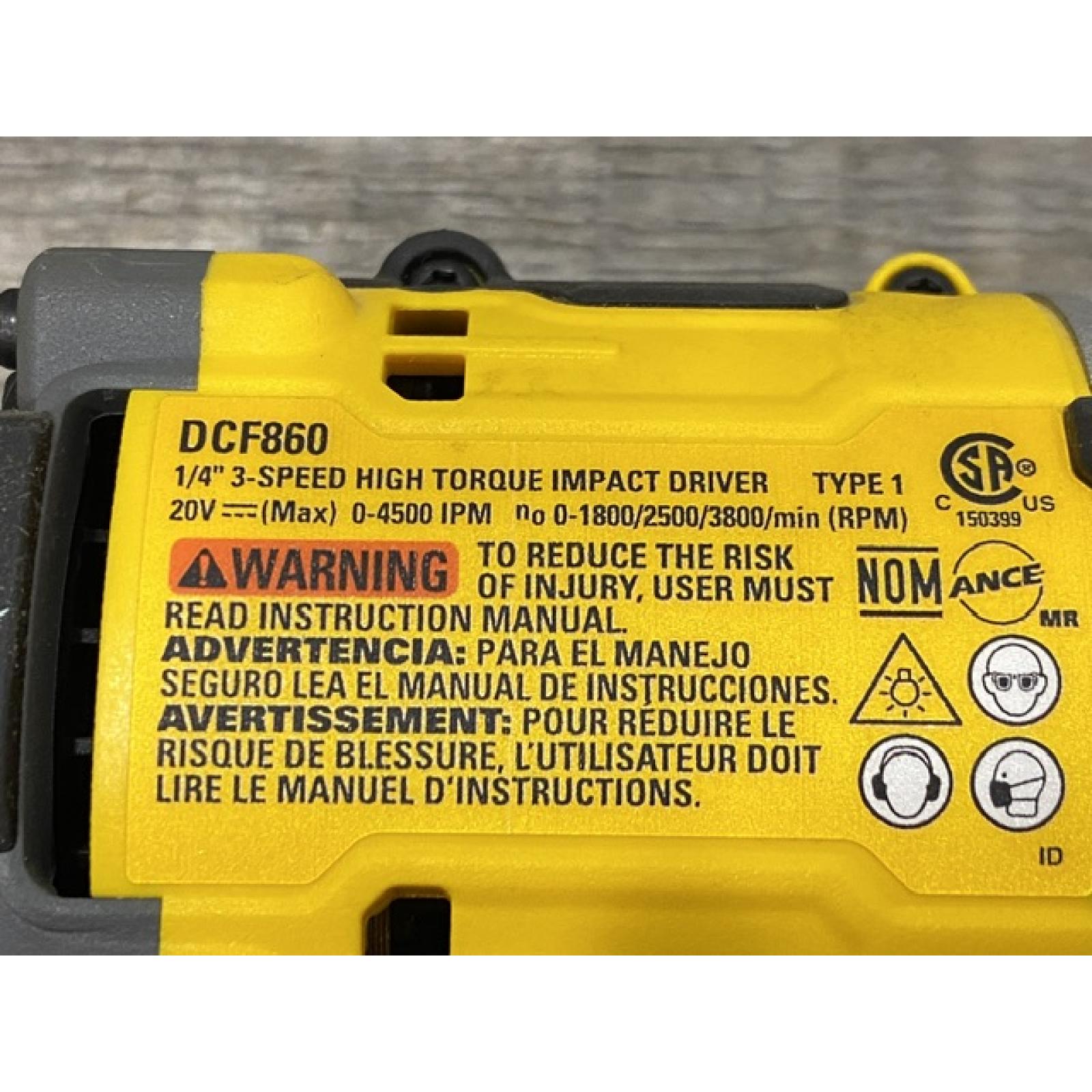 AS-IS DEWALT 20V MAX XR Lithium-Ion Brushless Cordless 3-Speed High Torque 1/4 in. Impact Driver Kit