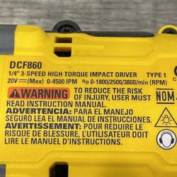 AS-IS DEWALT 20V MAX XR Lithium-Ion Brushless Cordless 3-Speed High Torque 1/4 in. Impact Driver Kit