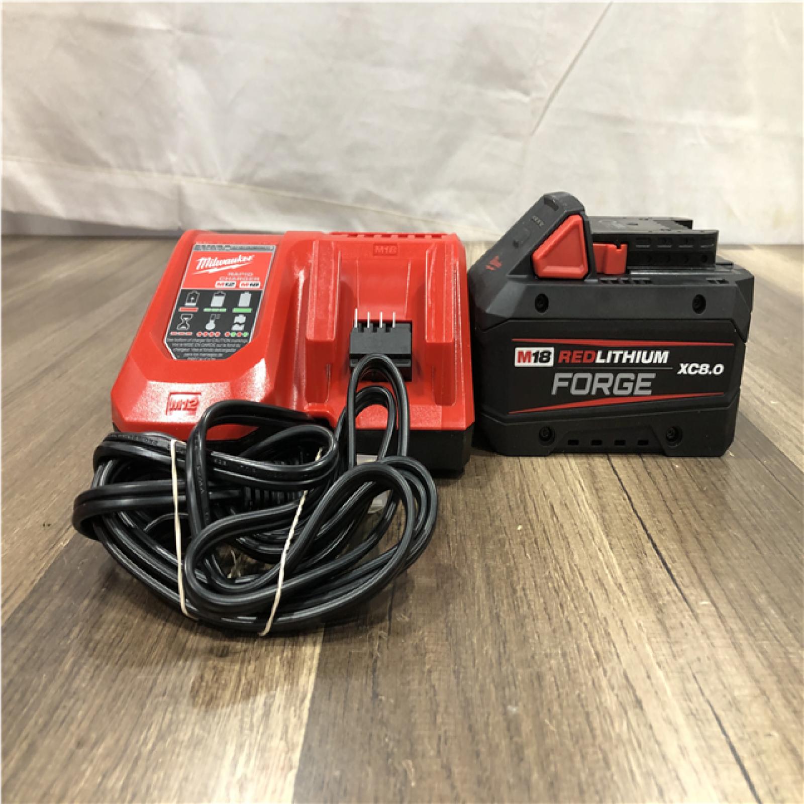 AS-IS Milwaukee 18-Volt Lithium-Ion REDLITHIUM FORGE Starter Kit with 8.0Ah Battery and Rapid Charger
