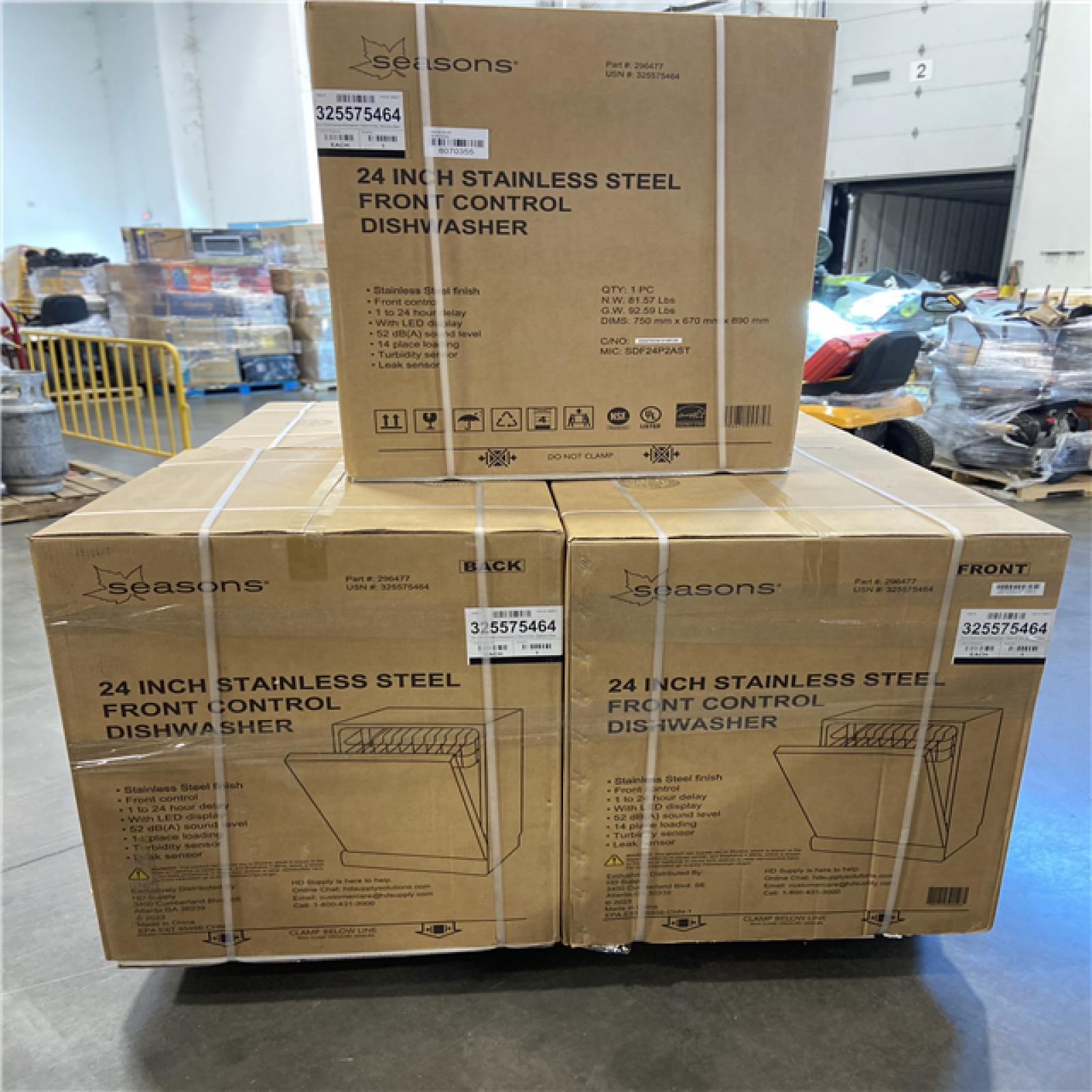 DALLAS LOCATION- Seasons® 24 In. 52 Dba Front-Control Dishwasher With 2 Racks, Energy Star PALLET-(5 UNITS)