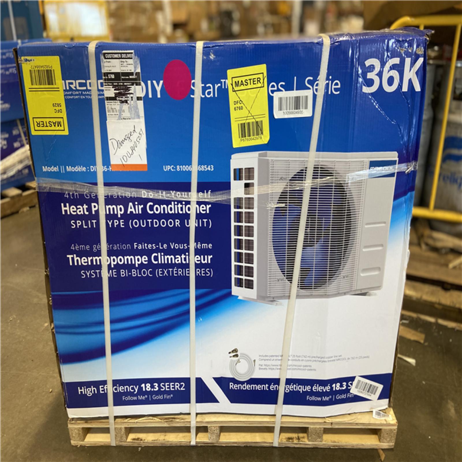DALLAS LOCATION - MRCOOL DIY 36,000 BTU 3-Ton Mini Split Heat Pump Condenser with 25 ft. Pre-Charged Line-Set and DIY Installation Kit 208V/230V
