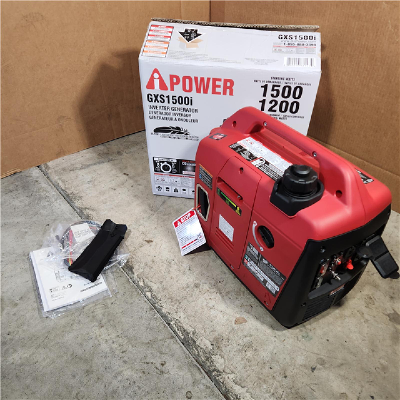 Houston Location - AS-IS A-iPower 1500-Watt Recoil Start Gasoline Powered Ultra-Light Inverter Generator with 60cc OHV Engine and CO Sensor Shutdown - Appears IN GOOD Condition