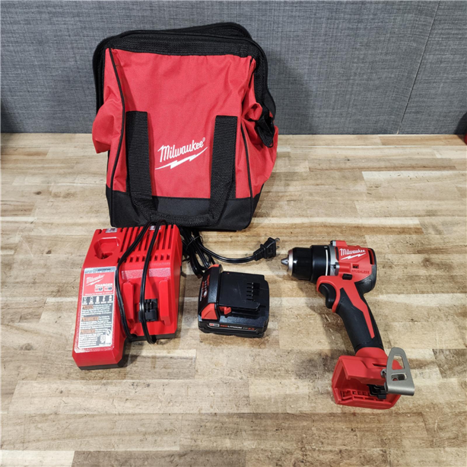 HOUSTON LOCATION - AS - IS Milwaukee 18V Lithium-Ion Brushless Cordless 1/2 in. Compact Drill/Driver with kit