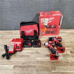HOUSTON LOCATION - AS-IS Milwaukee 18V Lithium-Ion Cordless Drill Driver/Impact Driver Combo Kit