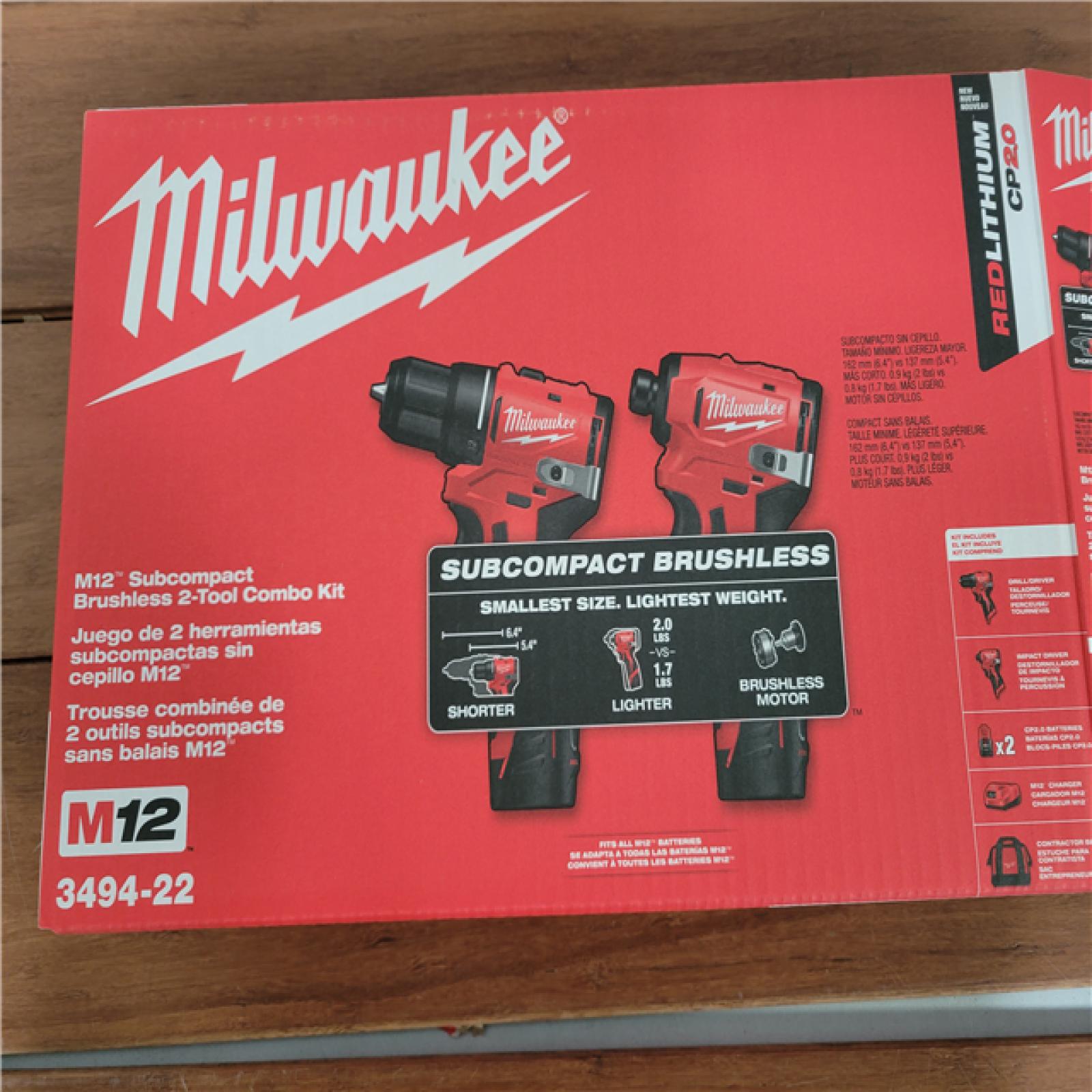 California NEW Milwaukee M12 Subcompact Brushless 2-Tool Combo Kit  Includes (2) Batteries  Charger & Bag