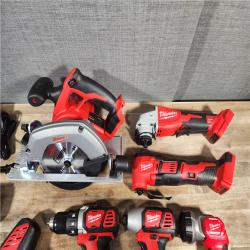 HOUSTON LOCATION - AS-IS MILWAUKEE 7 TOOL COMBO KIT W/ (2) BATTERY & CHARGER