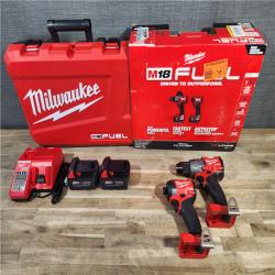 HOUSTON LOCATION - AS-IS (APPEARS LIKE NEW) MILWAUKEE FUEL 18V Lithium-Ion Brushless Cordless Hammer Drill and Impact Driver Combo Kit (2-Tool) with 2 Batteries
