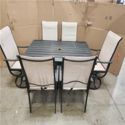 Phoenix AS-IS Beige 7-Piece Outdoor Patio Table Set