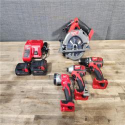 HOUSTON LOCATION - AS-IS MILWAUKEE 4 TOOL COMBO KIT W/ (2) BATTERY & CHARGER