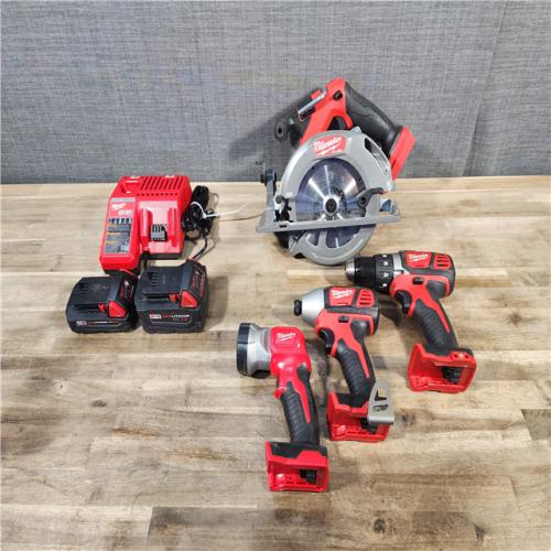 HOUSTON LOCATION - AS-IS MILWAUKEE 4 TOOL COMBO KIT W/ (2) BATTERY & CHARGER
