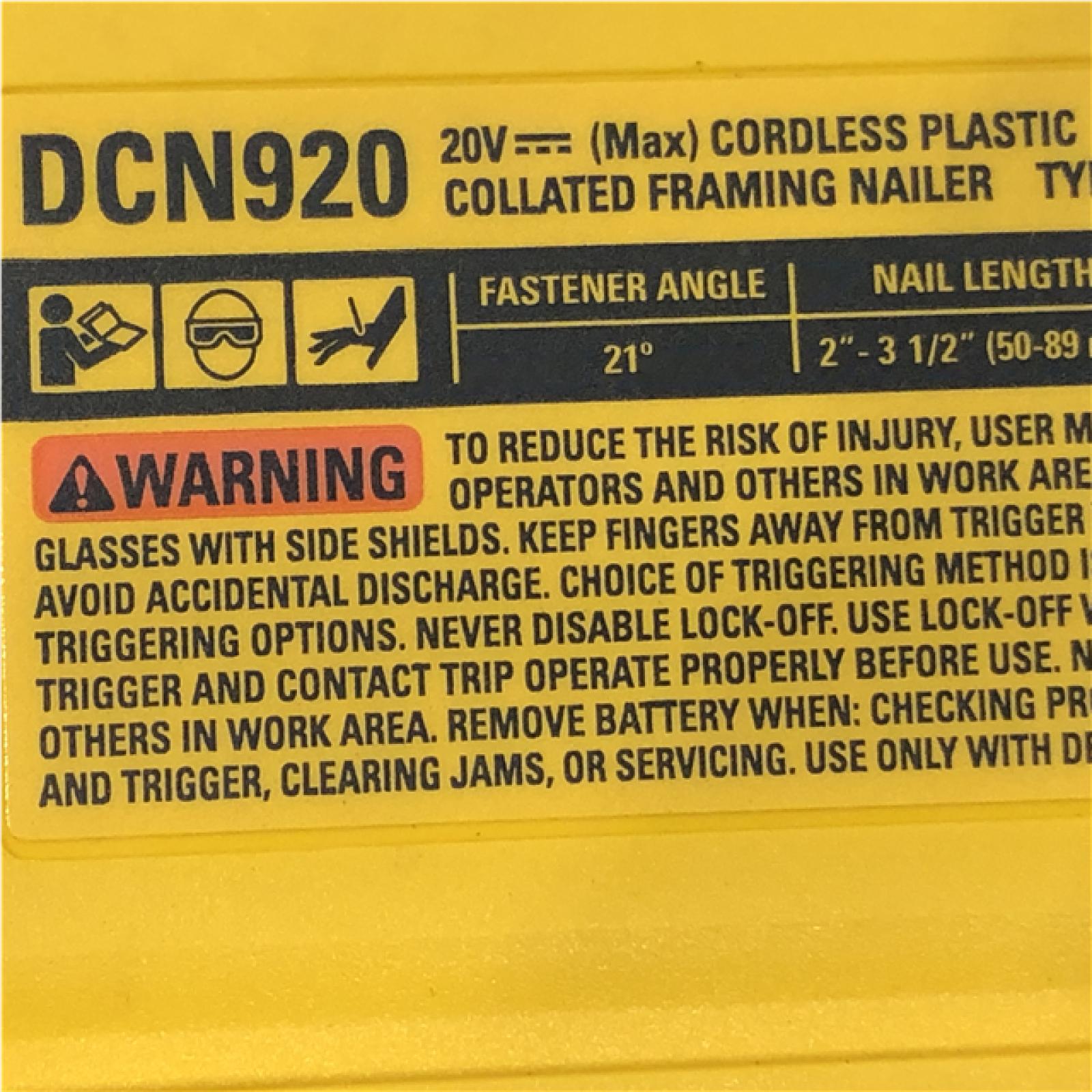 AS-IS DEWALT 20-Volt 21° Cordless Framing Nailer (Tool-Only)